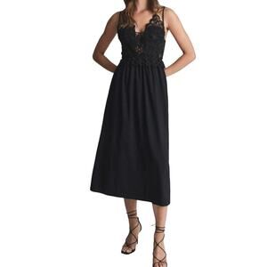 Reiss Womens size 4 dress black Serna midi lace detailed